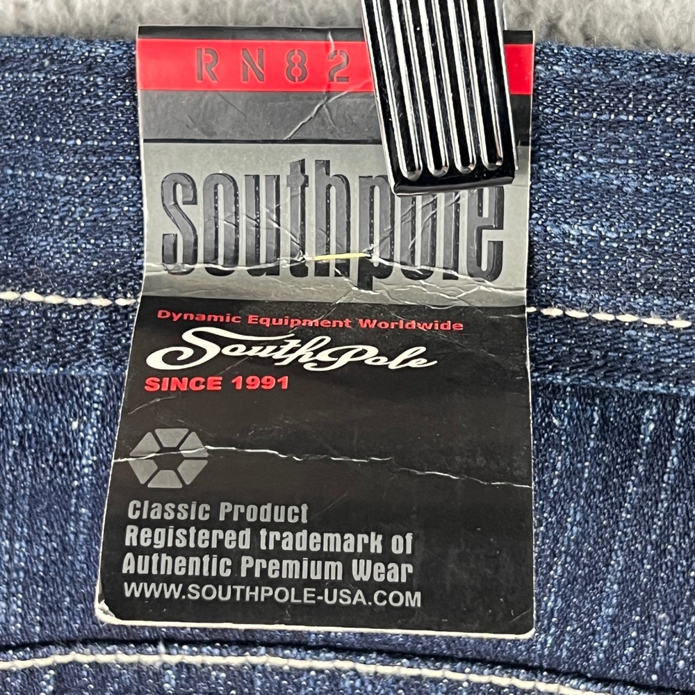 NWT Southpole Mens Denim Shorts Sz 42 Dark Wash Baggy Y2K Streetwear Raw Indigo - Picture 8 of 15